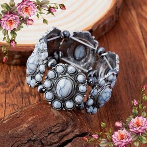 Bohemian Inspired, Vintage Style Elastic Turquoise Beaded Bracelet
